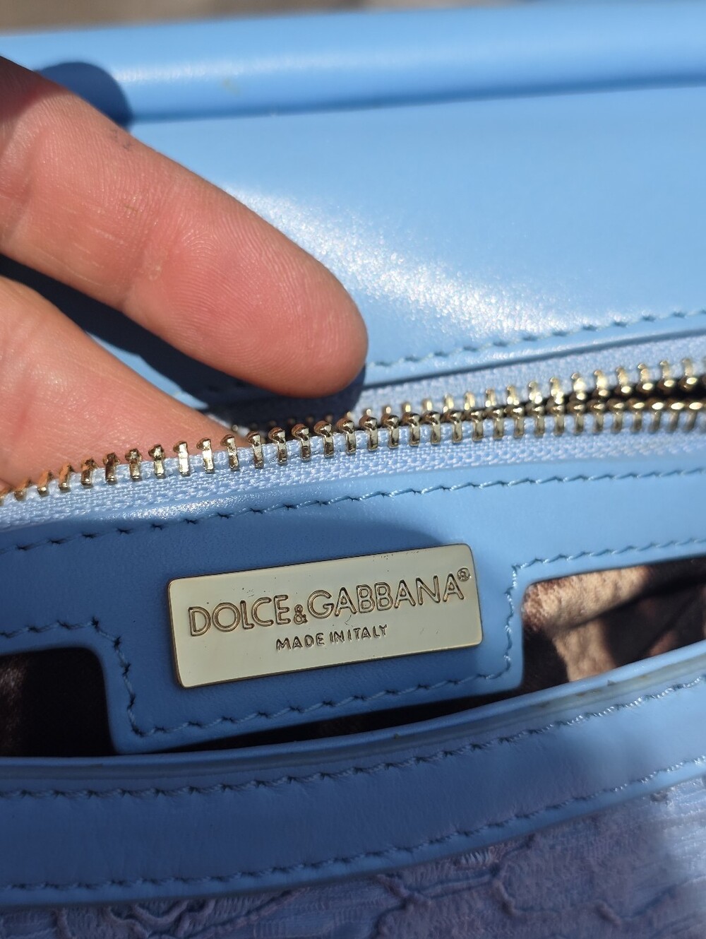 Authentic Dolce & Gabbana Miss Sicily Blue Lace Shoulder Bag – Made in Italy - Picture 7 of 13